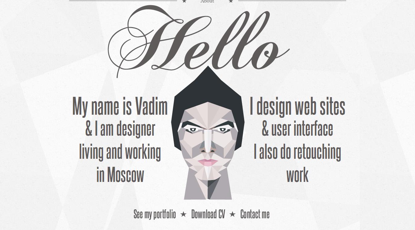 Madebyvadim - single page web designer portfolio ( 25 Beautiful Portfolio Designs that will make you rethink your Portfolio )